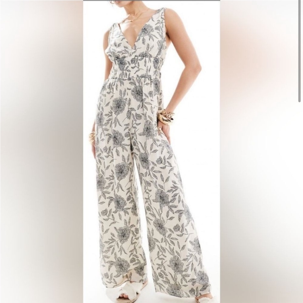Abercrombie Floral V-Neck Jumpsuit